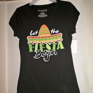 Wound up womens Let the FIESTA Begin shirt M (7-9) black  W-290